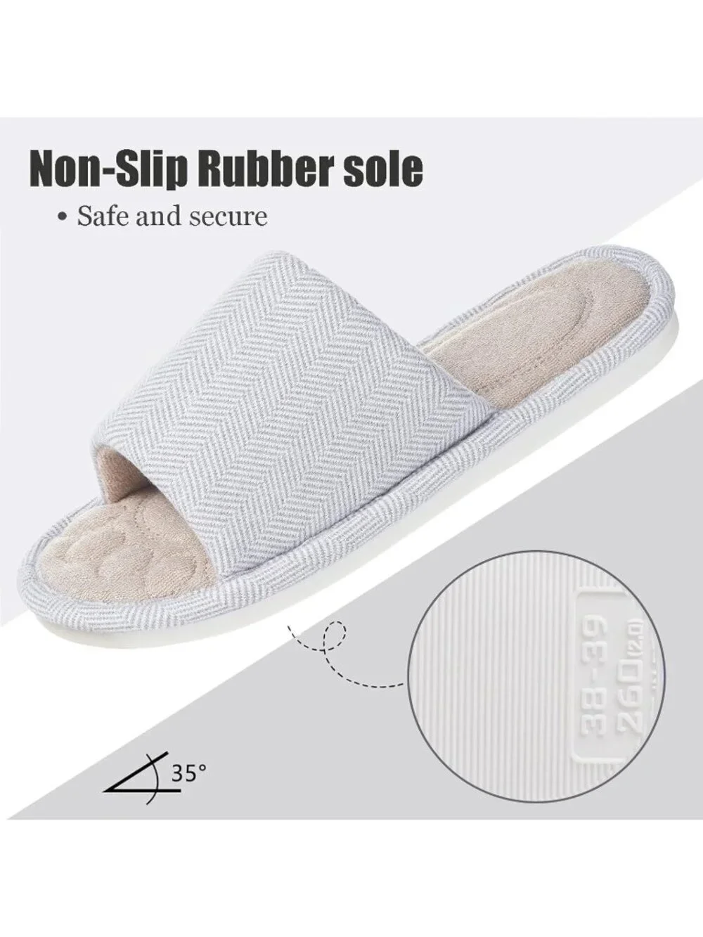 Men's Light Grey Slippers Breathable Slip-on Indoor Slippers Washable Home Shoes
